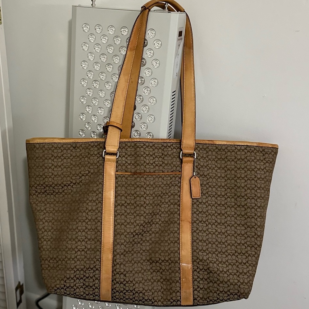 Coach Brown and Tan Tote Bag